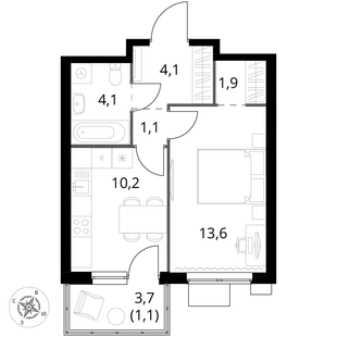 Квартира 1-комн. квартира, 36.1 м² ЖК «1-й Измайловский» Фото 1