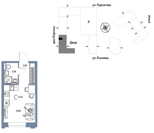 Планировка Студия, 21.37 м² ЖК «Остров-сад»