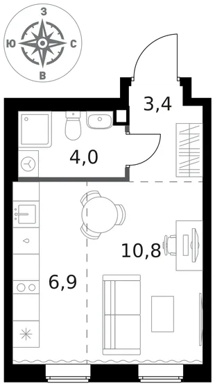 Квартира Студия, 25.1 м² ЖК «1-й Ясеневский» Фото 1 Квартира Студия, 25.1 м² ЖК «1-й Ясеневский» Фото 1