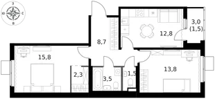 Квартира 2-комн. квартира, 59.9 м² ЖК «1-й Ясеневский» Фото 1 Квартира 2-комн. квартира, 59.9 м² ЖК «1-й Ясеневский» Фото 1