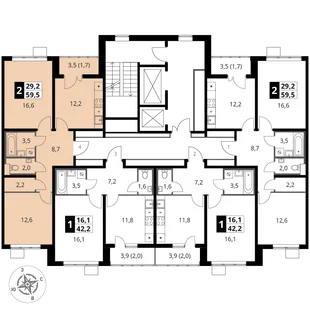 Квартира 2-комн. квартира, 59.5 м² ЖК «1-й Южный» Фото 2 Квартира 2-комн. квартира, 59.5 м² ЖК «1-й Южный» Фото 2