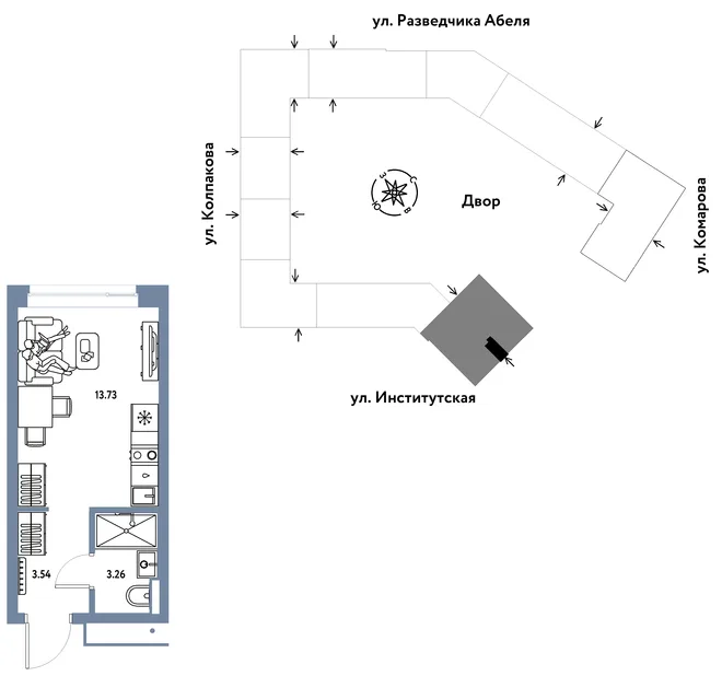 Планировка Студия, 20.53 м² ЖК «Страна.Парковая» Планировка Студия, 20.53 м² ЖК «Страна.Парковая»