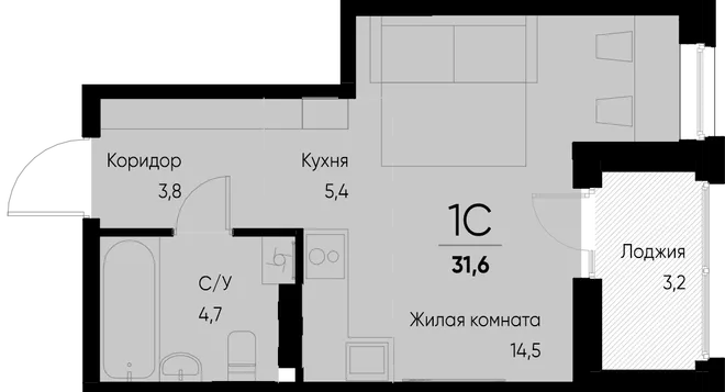 Планировка Студия, 31.6 м² ЖК «Васильевский остров» Планировка Студия, 31.6 м² ЖК «Васильевский остров»