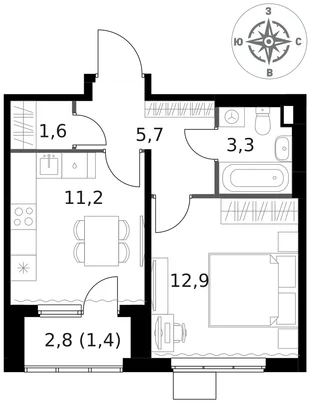 Квартира 1-комн. квартира, 36.1 м² ЖК «1-й Ясеневский» Фото 1 Квартира 1-комн. квартира, 36.1 м² ЖК «1-й Ясеневский» Фото 1