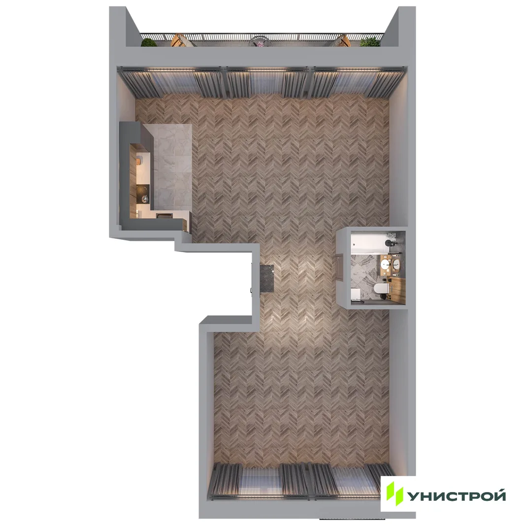 Планировка 1-комн. квартира, 98.22 м² ЖК «Statum»