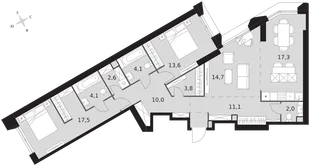 Квартира 3-комн. квартира, 100.8 м² ЖК «Архитектор» Фото 1 Квартира 3-комн. квартира, 100.8 м² ЖК «Архитектор» Фото 1