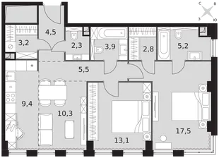 Квартира 2-комн. квартира, 77.7 м² ЖК «Sydney City» Фото 1 Квартира 2-комн. квартира, 77.7 м² ЖК «Sydney City» Фото 1