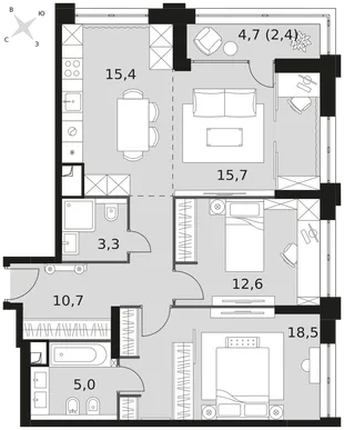 Квартира 3-комн. квартира, 83.6 м² ЖК «Sydney City» Фото 1 Квартира 3-комн. квартира, 83.6 м² ЖК «Sydney City» Фото 1