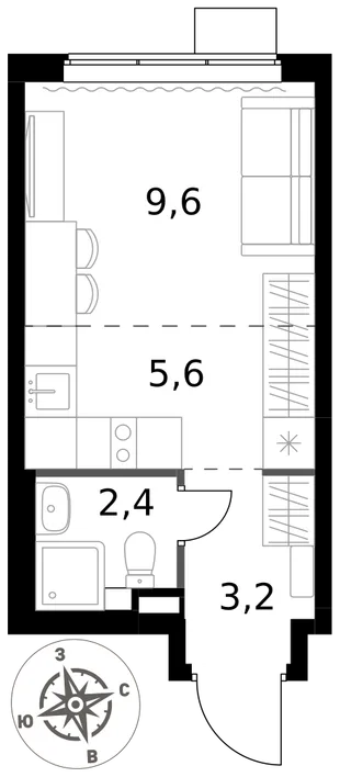 Квартира Студия, 20.8 м² ЖК «1-й Химкинский» Фото 1