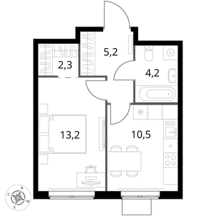 Квартира 1-комн. квартира, 35.4 м² ЖК «1-й Измайловский» Фото 1 Квартира 1-комн. квартира, 35.4 м² ЖК «1-й Измайловский» Фото 1
