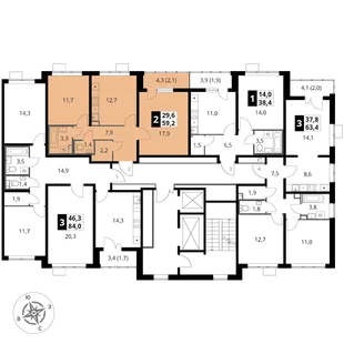 Квартира 2-комн. квартира, 59.1 м² ЖК «1-й Южный» Фото 2 Квартира 2-комн. квартира, 59.1 м² ЖК «1-й Южный» Фото 2