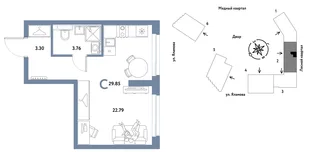 Планировка Студия, 29.85 м² ЖК «Сибирский сад»