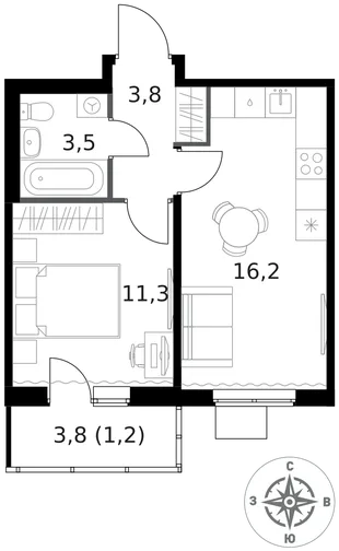 Квартира 1-комн. квартира, 36 м² ЖК «1-й Ясеневский» Фото 1 Квартира 1-комн. квартира, 36 м² ЖК «1-й Ясеневский» Фото 1
