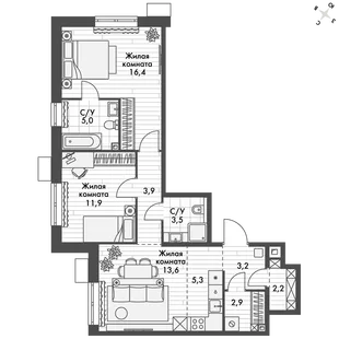 Квартира 3-комн. квартира, 67.9 м² ЖК «Флагман» Фото 1 Квартира 3-комн. квартира, 67.9 м² ЖК «Флагман» Фото 1