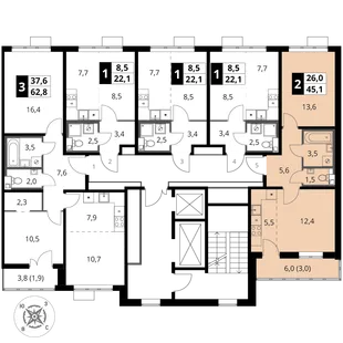 Квартира 2-комн. квартира, 45.1 м² ЖК «1-й Шереметьевский» Фото 2 Квартира 2-комн. квартира, 45.1 м² ЖК «1-й Шереметьевский» Фото 2