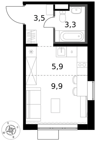 Квартира Студия, 22.6 м² ЖК «1-й Химкинский» Фото 1