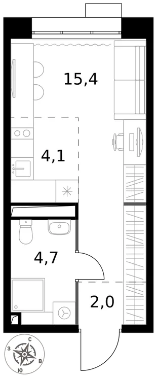 Квартира Студия, 26.2 м² ЖК «1-й Саларьевский» Фото 1