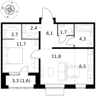 Квартира 2-комн. квартира, 48.8 м² ЖК «1-й Ясеневский» Фото 1 Квартира 2-комн. квартира, 48.8 м² ЖК «1-й Ясеневский» Фото 1