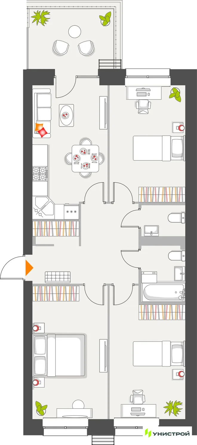 Планировка 3-комн. квартира, 80.07 м² ЖК «Атмосфера» Планировка 3-комн. квартира, 80.07 м² ЖК «Атмосфера»