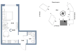 Планировка Студия, 28.05 м² ЖК «Сибирский сад»