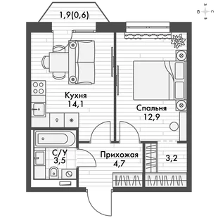 Квартира 1-комн. квартира, 39 м² ЖК «Фриссон» Фото 1