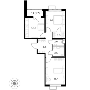 Квартира 2-комн. квартира, 59.3 м² ЖК «1-й Шереметьевский» Фото 1 Квартира 2-комн. квартира, 59.3 м² ЖК «1-й Шереметьевский» Фото 1