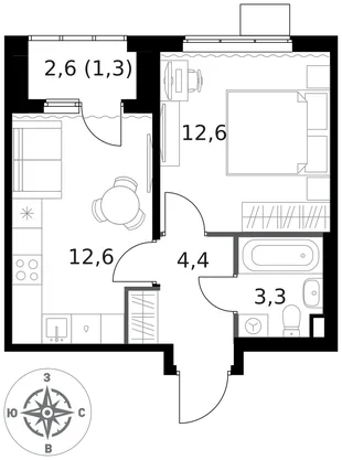Квартира 1-комн. квартира, 34.2 м² ЖК «1-й Ясеневский» Фото 1 Квартира 1-комн. квартира, 34.2 м² ЖК «1-й Ясеневский» Фото 1