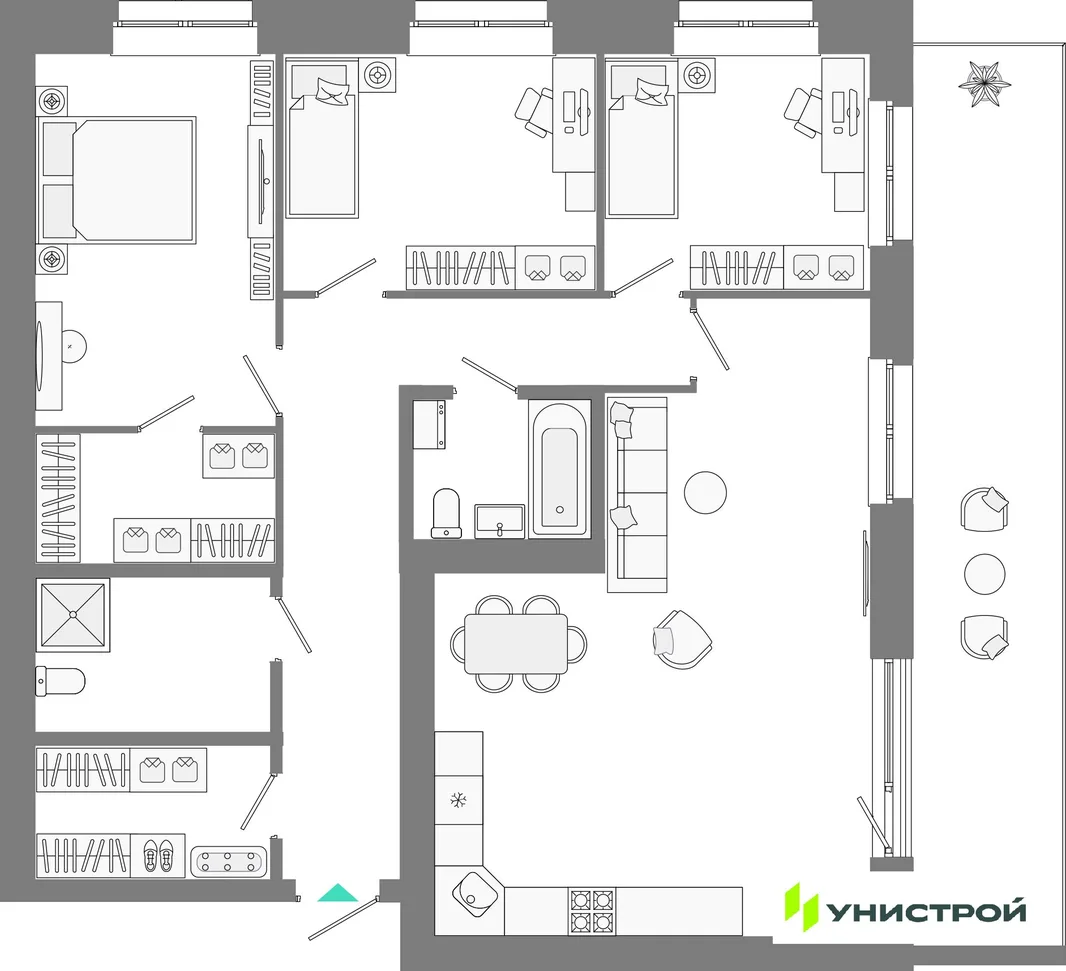 Планировка 3-комн. квартира, 109.28 м² ЖК «Лето»
