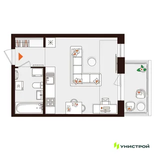 Планировка 1-комн. квартира, 30.18 м² ЖК «Лисино»