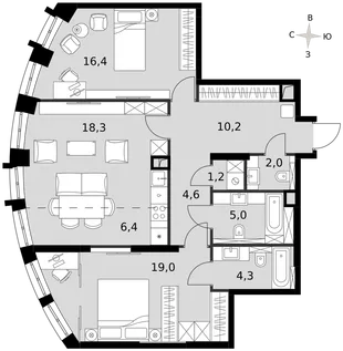 Квартира 3-комн. квартира, 87.1 м² ЖК «Sydney City» Фото 1 Квартира 3-комн. квартира, 87.1 м² ЖК «Sydney City» Фото 1