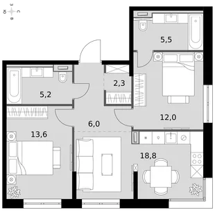 Квартира 3-комн. квартира, 63.5 м² ЖК «Фриссон» Фото 1 Квартира 3-комн. квартира, 63.5 м² ЖК «Фриссон» Фото 1