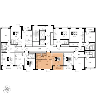 Квартира 2-комн. квартира, 44.5 м² ЖК «1-й Южный» Фото 2 Квартира 2-комн. квартира, 44.5 м² ЖК «1-й Южный» Фото 2