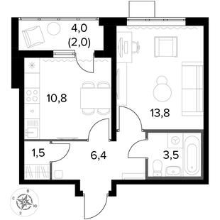 Квартира 1-комн. квартира, 38 м² ЖК «1-й Донской» Фото 1 Квартира 1-комн. квартира, 38 м² ЖК «1-й Донской» Фото 1