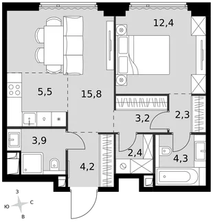 Квартира 2-комн. квартира, 54 м² ЖК «Sydney City» Фото 1