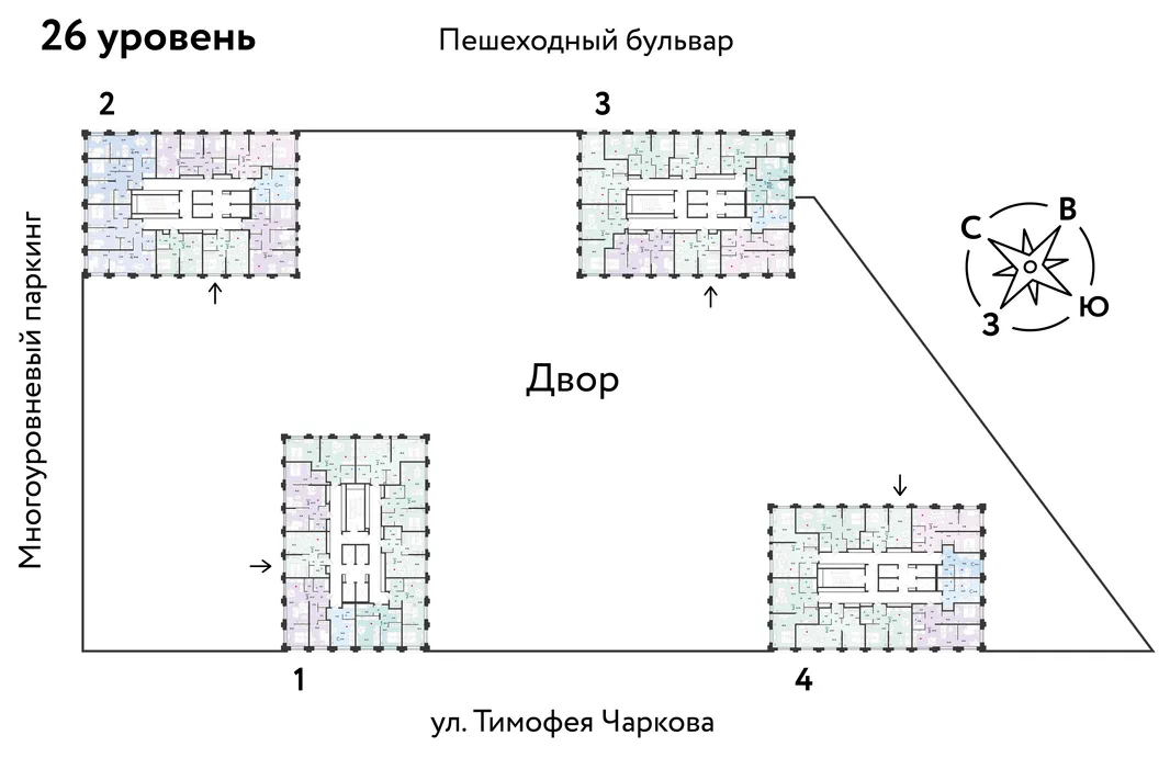 Планировка 2-комн. квартира, 54.53 м² ЖК «Микрорайон Звездный»