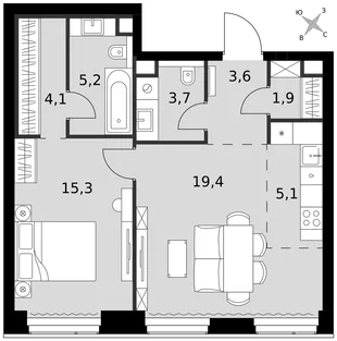 Квартира 2-комн. квартира, 58.3 м² ЖК «Amber Сity» Фото 1 Квартира 2-комн. квартира, 58.3 м² ЖК «Amber Сity» Фото 1