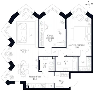 Квартира 3-комн. квартира, 81.5 м² ЖК «Фордевинд» Фото 1 Квартира 3-комн. квартира, 81.5 м² ЖК «Фордевинд» Фото 1
