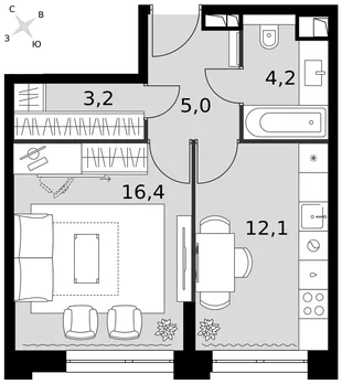 Квартира 1-комн. квартира, 40.9 м² ЖК «Sydney City» Фото 1 Квартира 1-комн. квартира, 40.9 м² ЖК «Sydney City» Фото 1