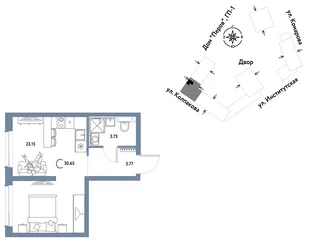 Планировка Студия, 30.65 м² ЖК «Страна.Парковая»
