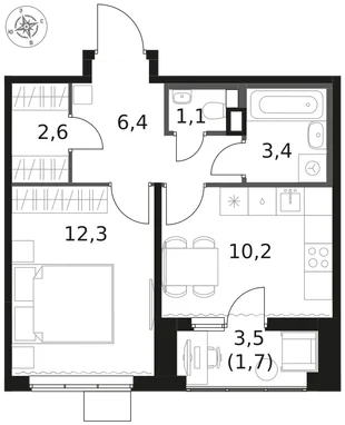 Квартира 1-комн. квартира, 37.7 м² ЖК «1-й Химкинский» Фото 1 Квартира 1-комн. квартира, 37.7 м² ЖК «1-й Химкинский» Фото 1