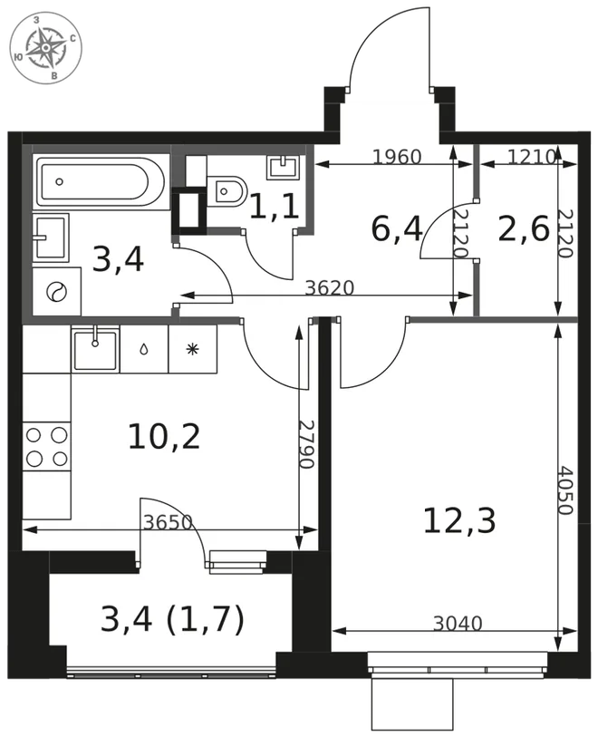 Планировка 1-комн. квартира, 37.7 м² ЖК «1-й Химкинский» Планировка 1-комн. квартира, 37.7 м² ЖК «1-й Химкинский»