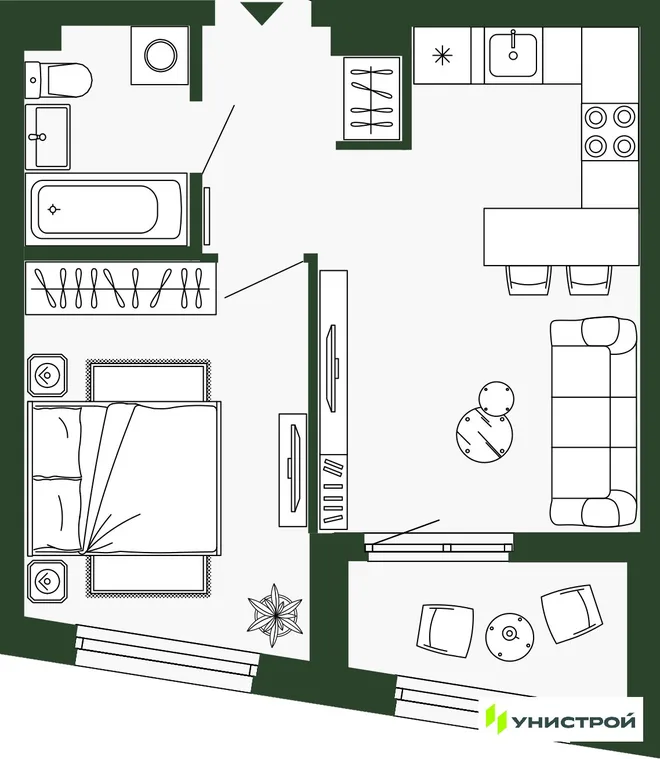 Планировка 1-комн. квартира, 38.8 м² ЖК «Парковый квартал 2.0» Планировка 1-комн. квартира, 38.8 м² ЖК «Парковый квартал 2.0»