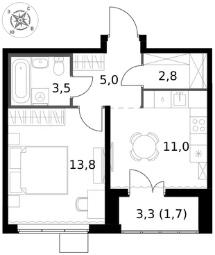 Квартира 1-комн. квартира, 37.8 м² ЖК «1-й Южный» Фото 1 Квартира 1-комн. квартира, 37.8 м² ЖК «1-й Южный» Фото 1