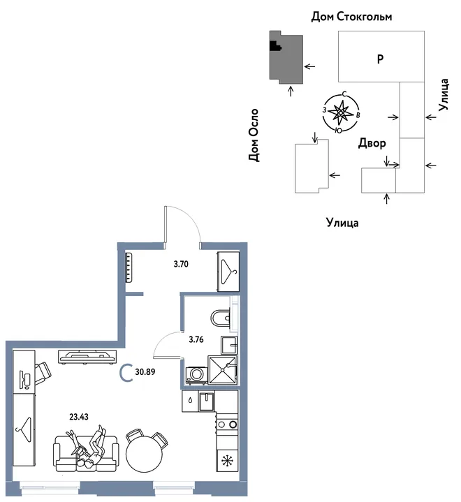 Планировка Студия, 30.89 м² ЖК «Европейский берег 2.0» Планировка Студия, 30.89 м² ЖК «Европейский берег 2.0»