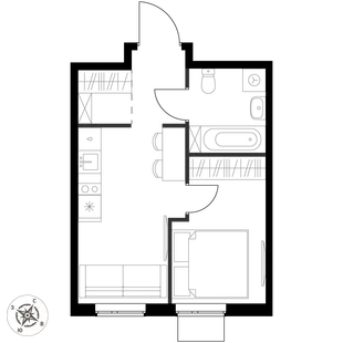 Квартира Студия, 30 м² ЖК «1-й Измайловский» Фото 2