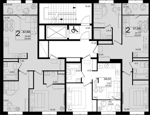 Квартира 2-комн. квартира, 67.69 м² ЖК «Патрики» Фото 1