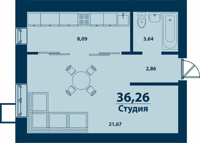 Планировка 1-комн. квартира, 36.26 м² ЖК «Город природы» Планировка 1-комн. квартира, 36.26 м² ЖК «Город природы»