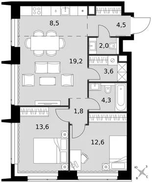 Квартира 3-комн. квартира, 70.1 м² ЖК «Amber Сity» Фото 1 Квартира 3-комн. квартира, 70.1 м² ЖК «Amber Сity» Фото 1