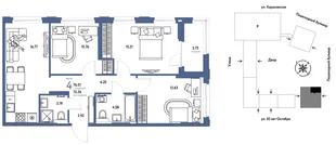 Планировка 4-комн. квартира, 76.01 м² ЖК «Сердце Сибири»