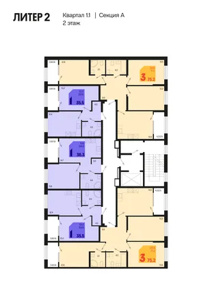Квартира 1-комн. квартира, 37.4 м² ЖК «Первое место» Фото 1